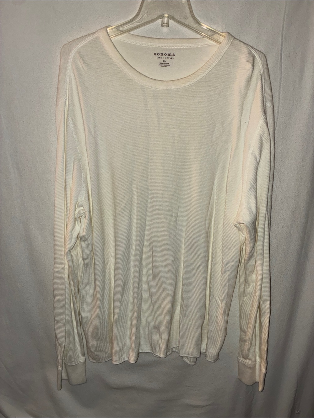 Sonoma Cream Waffle Knit Long Sleeve Top
